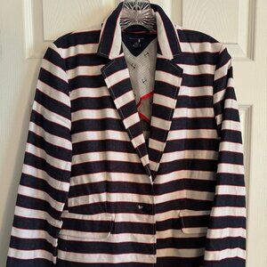 Tommy Hilfiger Cotton-Linen Jacket/Blazer w Navy & White Stripes & Red Trim, sz8